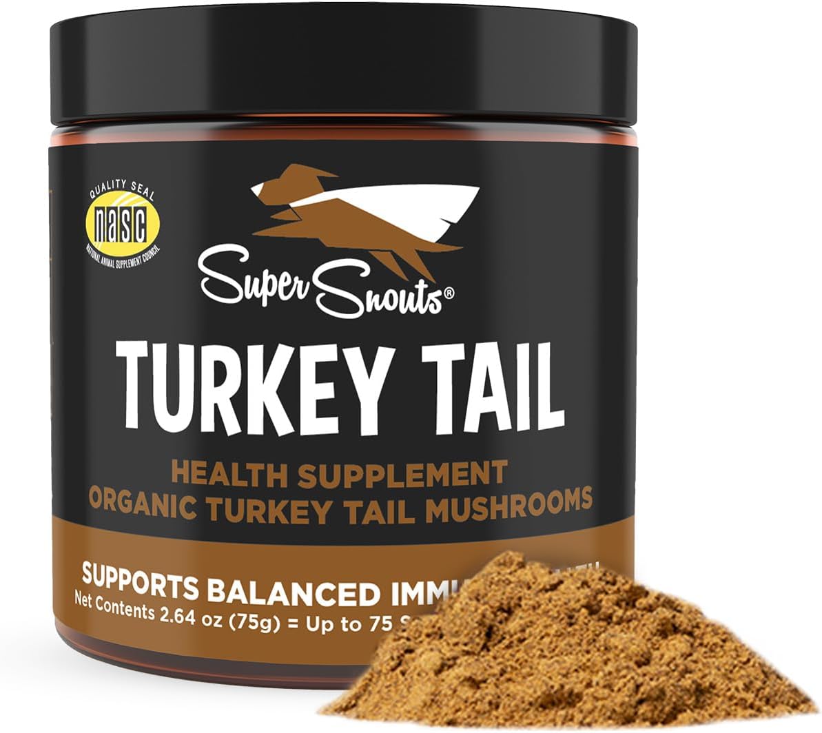 Super Snouts Turkey Tail Mushroom Supplement Powder for Dogs & Cats (2.64 oz) - Organic, Made in USA Antioxidant & Inflammation Support, Immune Support
