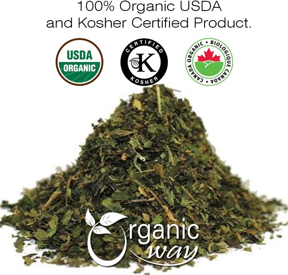 Organic Way Stinging Nettle Leaf Cut & Sifted (Urtica dioica) Herbal Tea - European Wild-Harvest | Kosher Certified | Vegan, Non GMO & Gluten Free | USDA Certified | Origin - Albania (4 Oz)