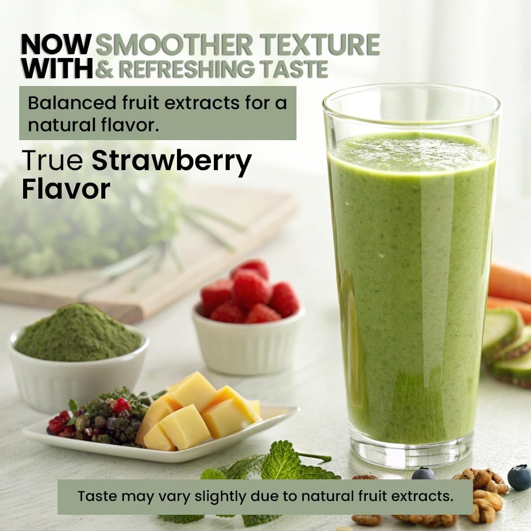 Superfood Reds & Greens Powder - 11.64 oz, Prebiotics & Probiotics for Digestive Health, Super Greens Powder with Ashwagandha for Gut Health, Immunity, Antioxidants, Strawberry Flavor, Vegan, Non-GMO