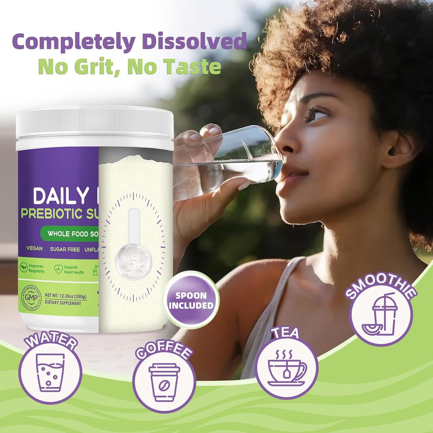 NATURE TARGET Daily Fiber Supplement - Soluble Prebiotic Fiber Powder for Gut Health, Whole Food High Fiber for Digestive Health & Regularity, Unflavored, Gluten & Sugar Free, Keto - 70 Servings