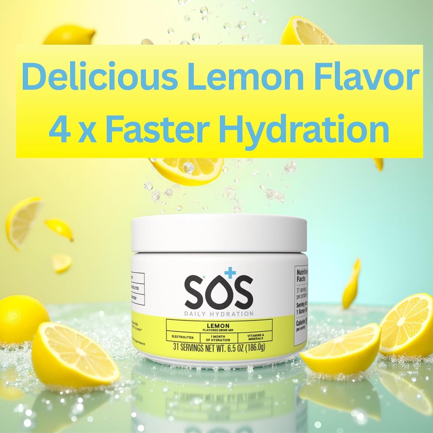 SOS Hydration ORS Electrolyte Powder Stick Packs | Oral Rehydration Solution | Low Sugar | Rapid Rehydration | Made in USA | Keto | Lemon | 31 Servings