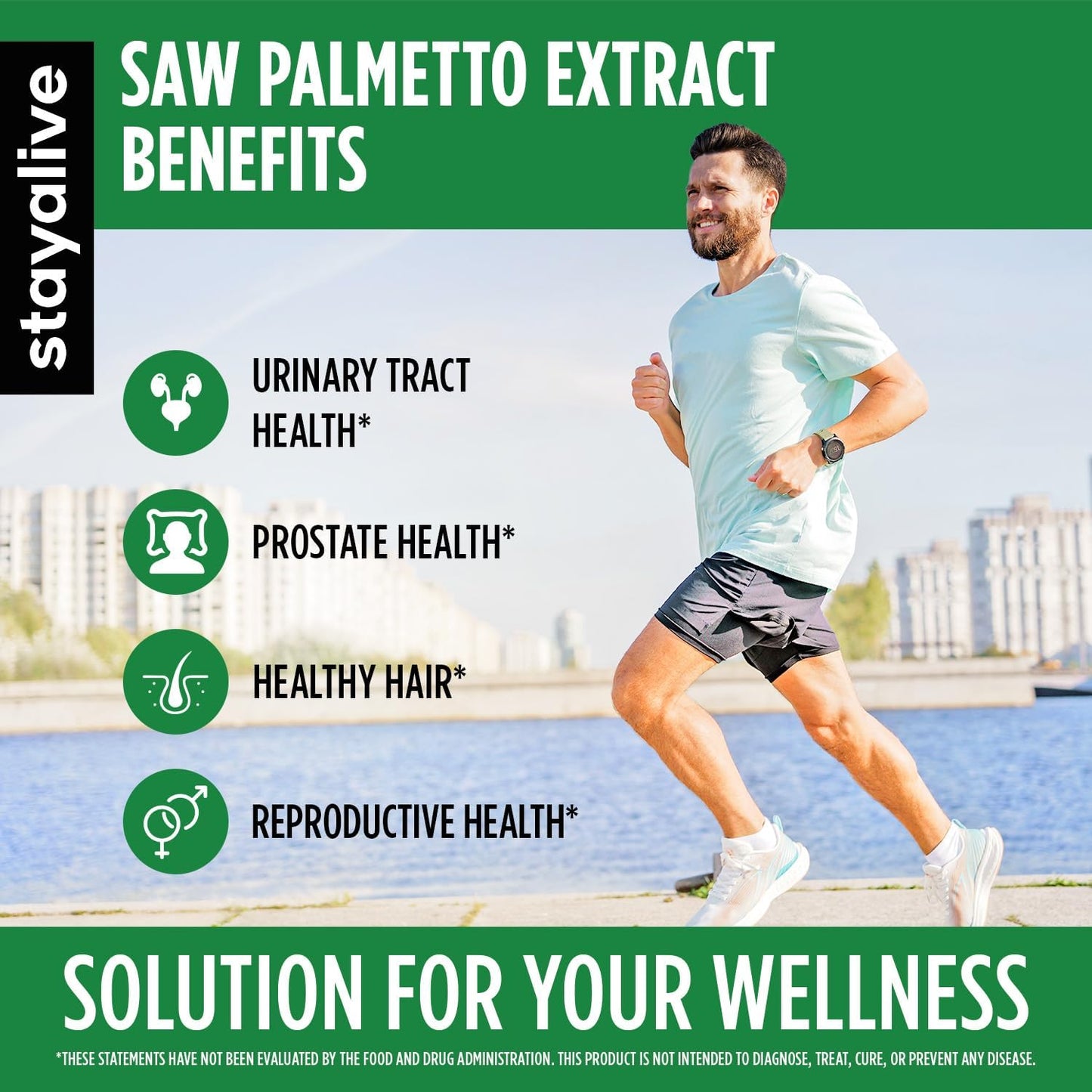 STAY ALIVE Saw Palmetto Extract Capsules w/Cranberry & Pumpkin Seed Oil, 120 Vegan Pills for Hair, U.T & Prostate, Pure Saw Palmetto for Men and Women, Non-GMO, Gluten Free Pumpkin Seed Supplement