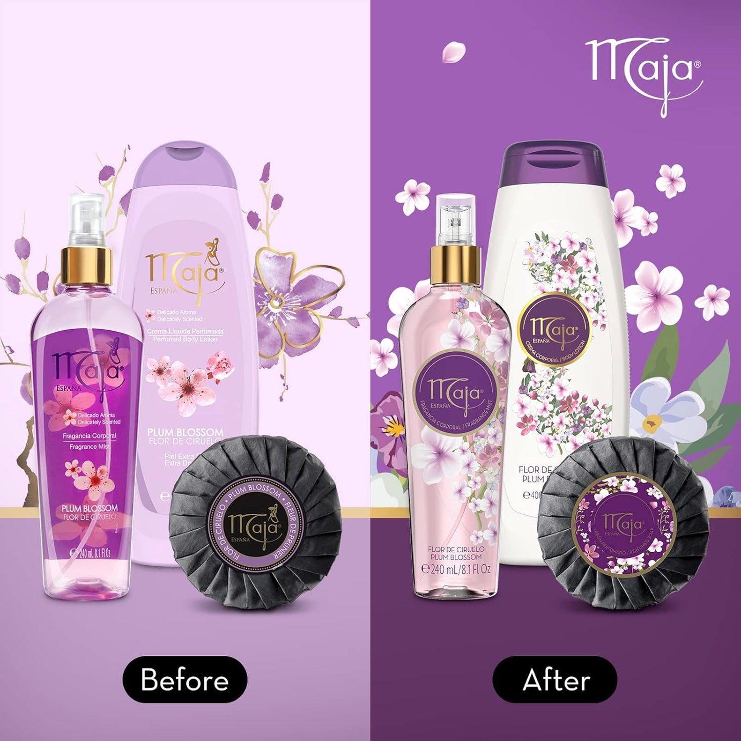 Maja Plum Blossom Body Lotion, Perfumed Body Lotion with Almond Oil and Vitamin E for Dry Skin, Keeping your Skin Hydrated, Floral and Fruity Fragrance, 2-Pack of 13.5 FL Oz each, 2 Bottles