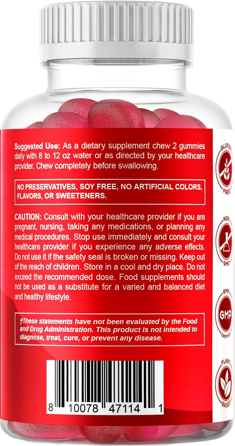 Vitamatic Vegan Cranberry Gummies with D-Mannose, Probiotics & Vitamin C – 25,000 mg Equivalent per Serving (from 50:1 Extract 500 mg) – 60 Count – Urinary Tract Health Support for Women