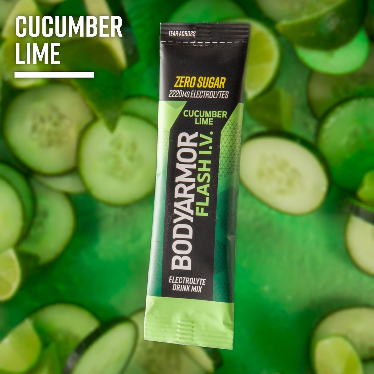 BODYARMOR Flash IV Electrolyte Packets, Cucumber Lime - Zero Sugar Drink Mix, Single Serve Packs, Coconut Water Powder (6 Count) (Pack of 2)