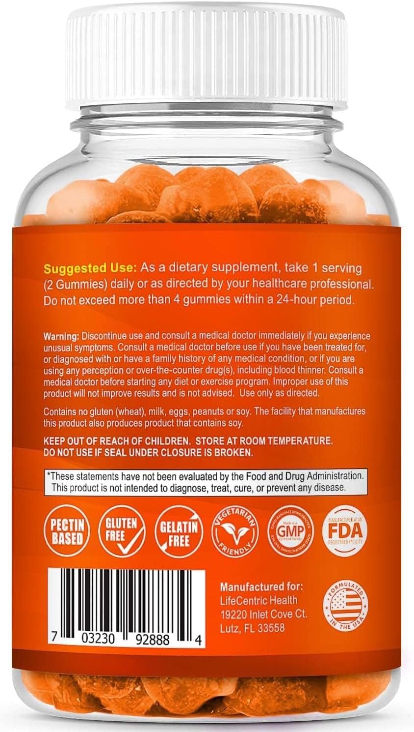 Turmeric Gummies for Adults and Kids | Max Strength Turmeric and Ginger Supplement | Vegan Organic Natural Turmeric Curcumin Gummies for Overall Health | Best Curcumin Supplement with Ginger