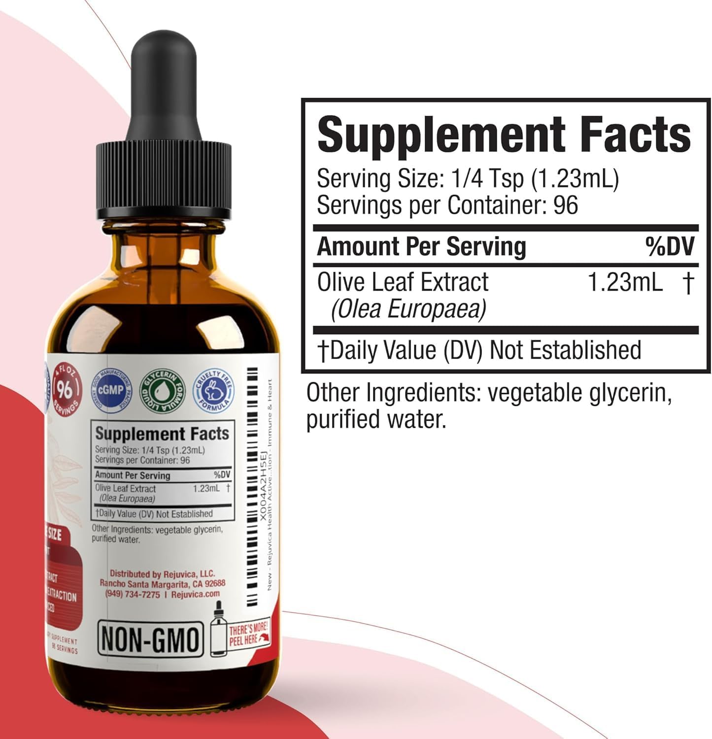 Rejuvica Health Active Olive Leaf 4oz XL Super Size Tincture - Advanced Olive Leaf Liquid Extract - Naturally Occurring Oleuropein - Immune & Heart Support Drops 3 Pack