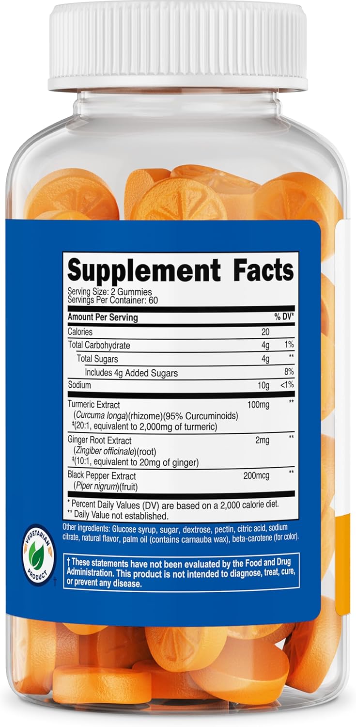 Nutricost Turmeric Gummies 2,000mg Tumeric per Serving (120 Gummies) - 60 Servings