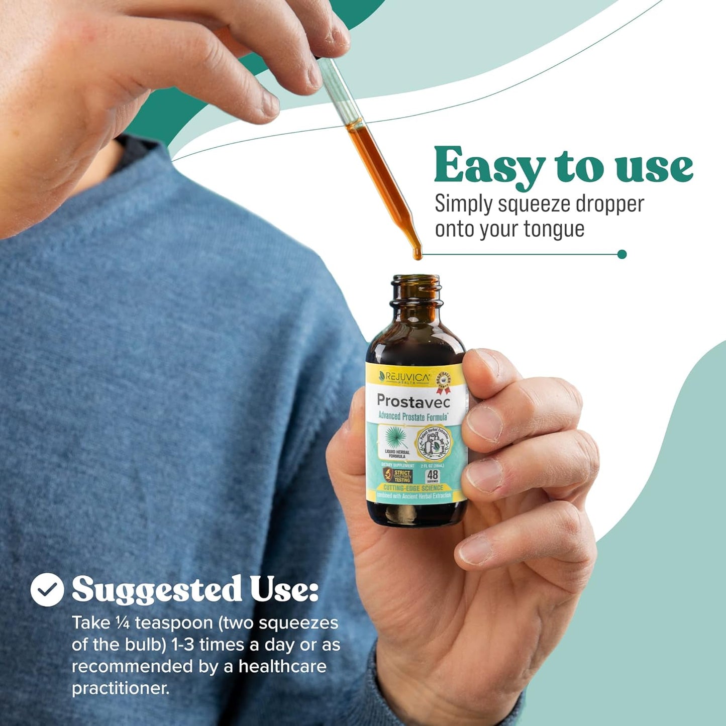 Prostavec Advanced Prostate Support Supplement - Liquid Formula for Faster Absorption with Pygeum, Saw Palmetto, Stinging Nettle + Turmeric & Damiana - Vegan, Non-GMO - 4 fl oz