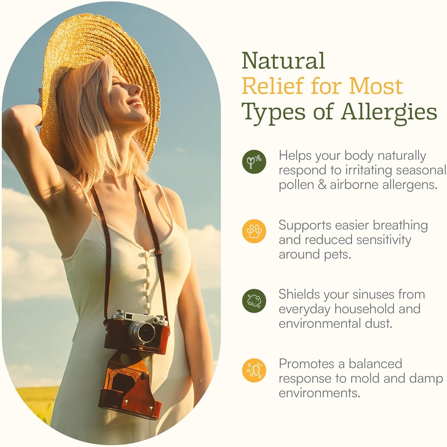 Histamine Shield Plus™ Natural Antihistamine Supplement for Adults, Sinus & Allergy Relief for Pollen, Pet Dander, Dust, Mold, and Odors, Quercetin with Bromelain & Stinging Nettle 120 Capsules