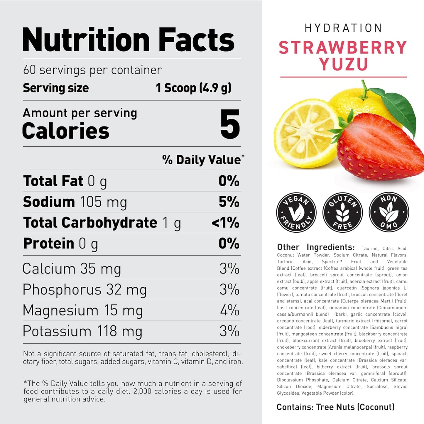 Kaged Sugar Free Hydration | 5 Key Electrolytes | Coconut Water | Tastes Amazing | 60 Servings