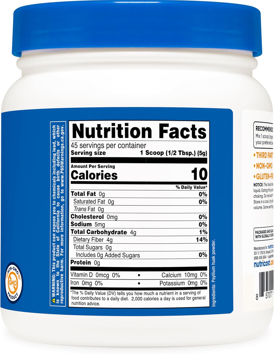 Nutricost Psyllium Whole Husk Powder (Flakes) 8.1oz - Gluten Free & Non-GMO