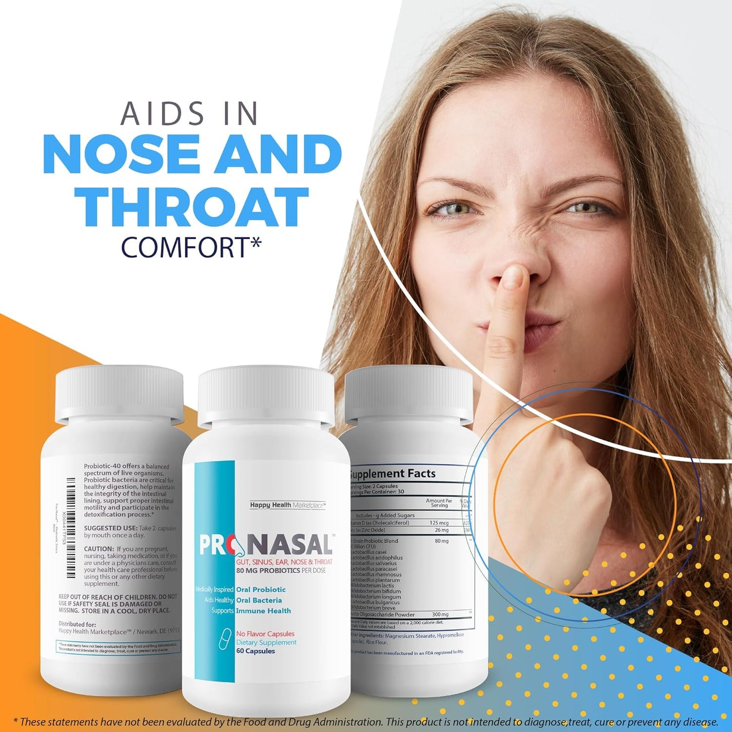 Pro Nasal - Our Best Sinus Support Supplement - Ear Nose Throat Probiotics - Sinus Probiotic for Natural Sinus Support - Oral Probiotics for Mouth Bad Breath - Dry Mouth Probiotic - Probiotic Sinus
