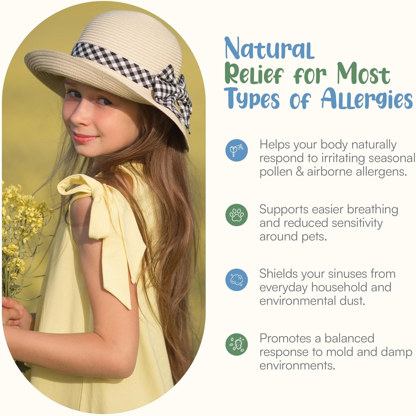 Natural Antihistamine Supplement, Sinus & Allergy Relief for Pollen, Pet Dander, Dust, Mold, and Odors, 60 Strawberry Fruit Punch Chewable Tablets