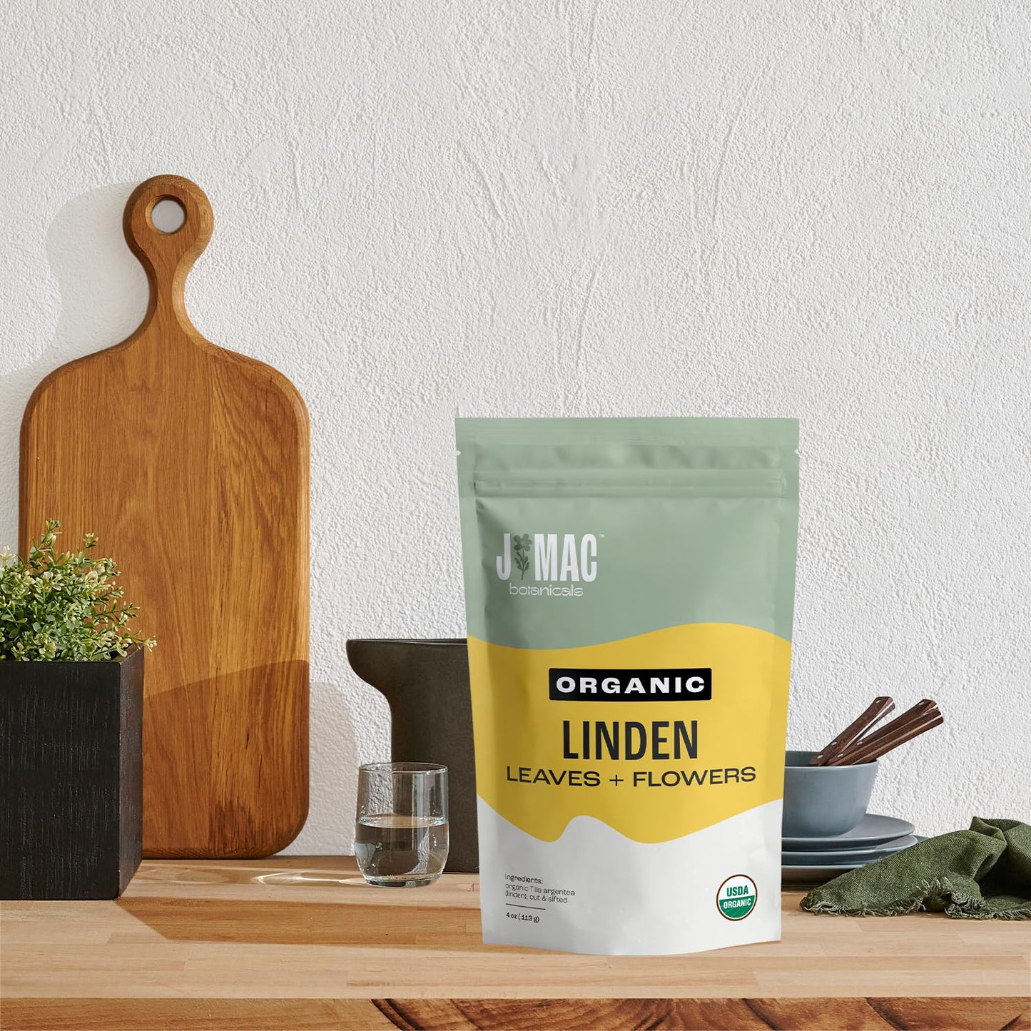 J Mac Botanicals, Organic Linden Leaf and Flower, Whole Leaves and Flowers