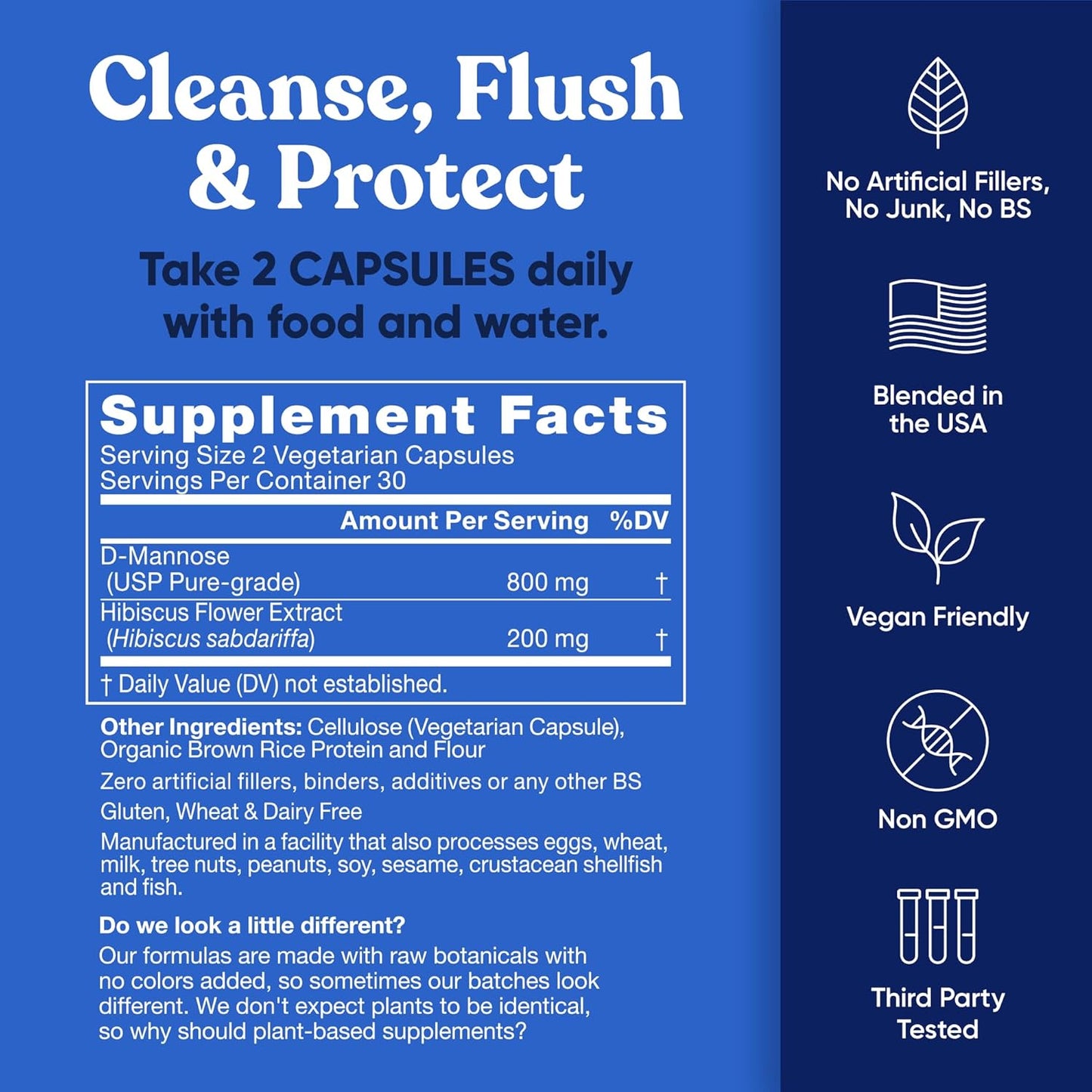 Urinary Harmony D-Mannose Supplement – Urinary Tract Health for Women – Cleanses and Flushes The Urinary System – Potent Clinical Strength Formula with DMannose and Hibiscus – 60 Fast Acting Capsules