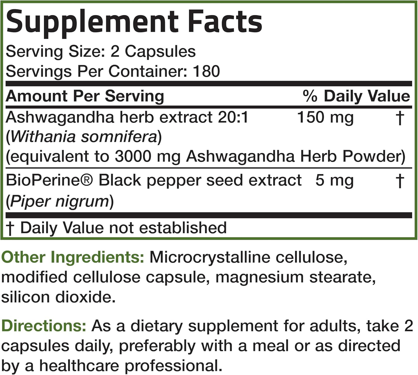 Bronson Ashwagandha Extra Strength Stress & Mood Support with BioPerine - Non GMO Formula, 360 Vegetarian Capsules