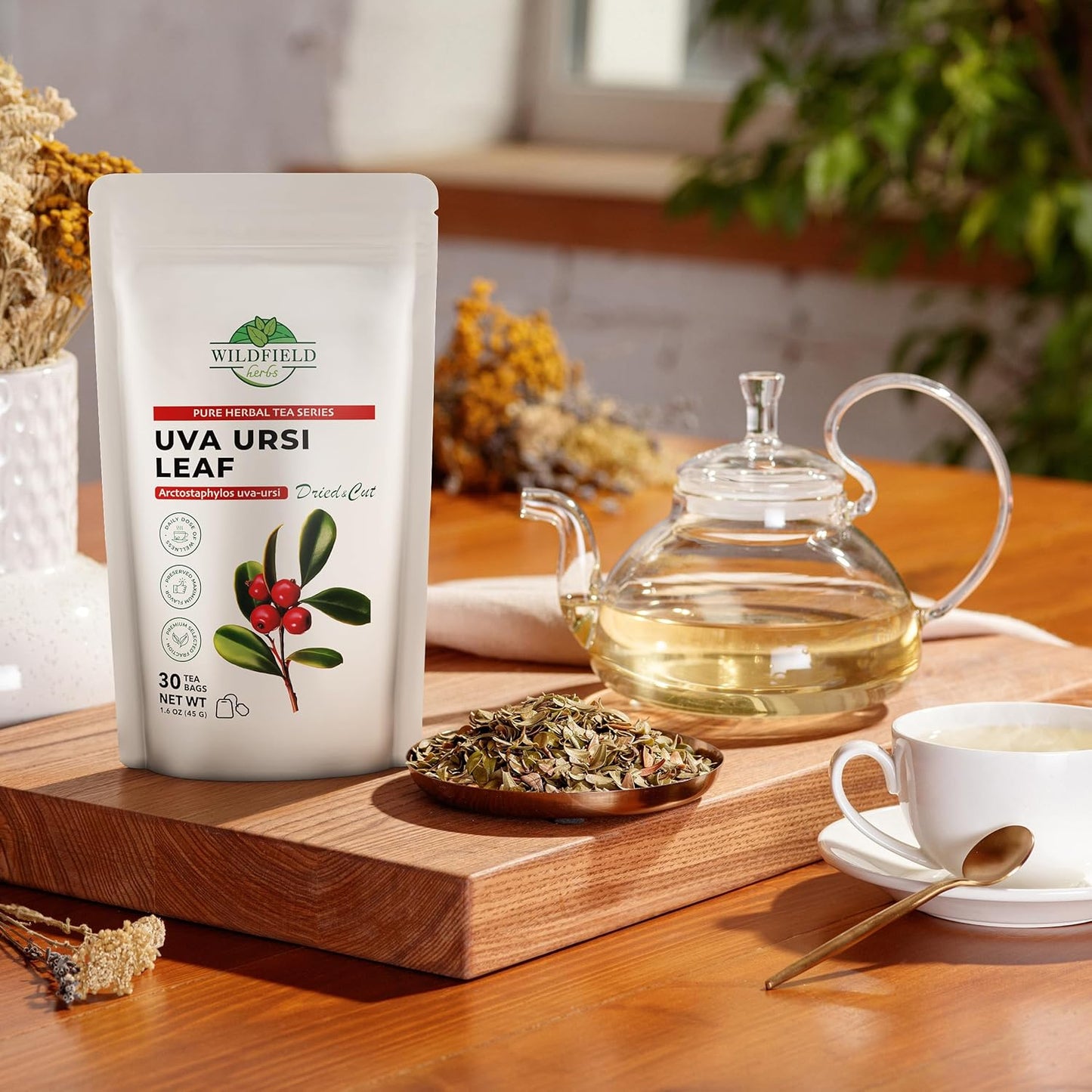 30 Bags Uva Ursi Leaf Uva Ursi Tea Herbal (Arctostaphylos Uva-Ursi) - 30 Count 1.5g Tea Bags Ursa Bag Uva-Ursi Herb Arctostaphylos Uva-Ursi