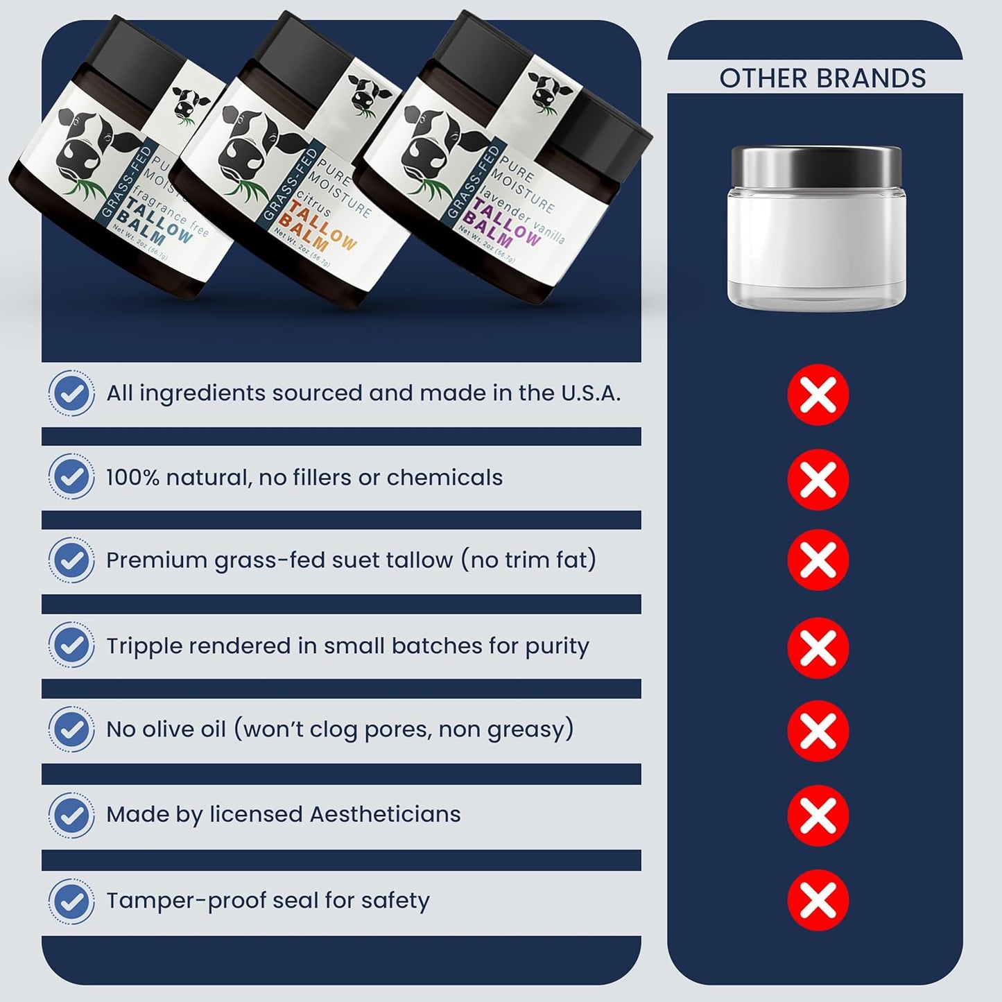 Beef Tallow for Skin - Handmade Organic Grass Fed Beef Tallow Face Moisturizer - Lavender Scented Beef Tallow Balm with Deep Hydration, Soothing Relief, Skin Repair is Great Gift Idea for Women