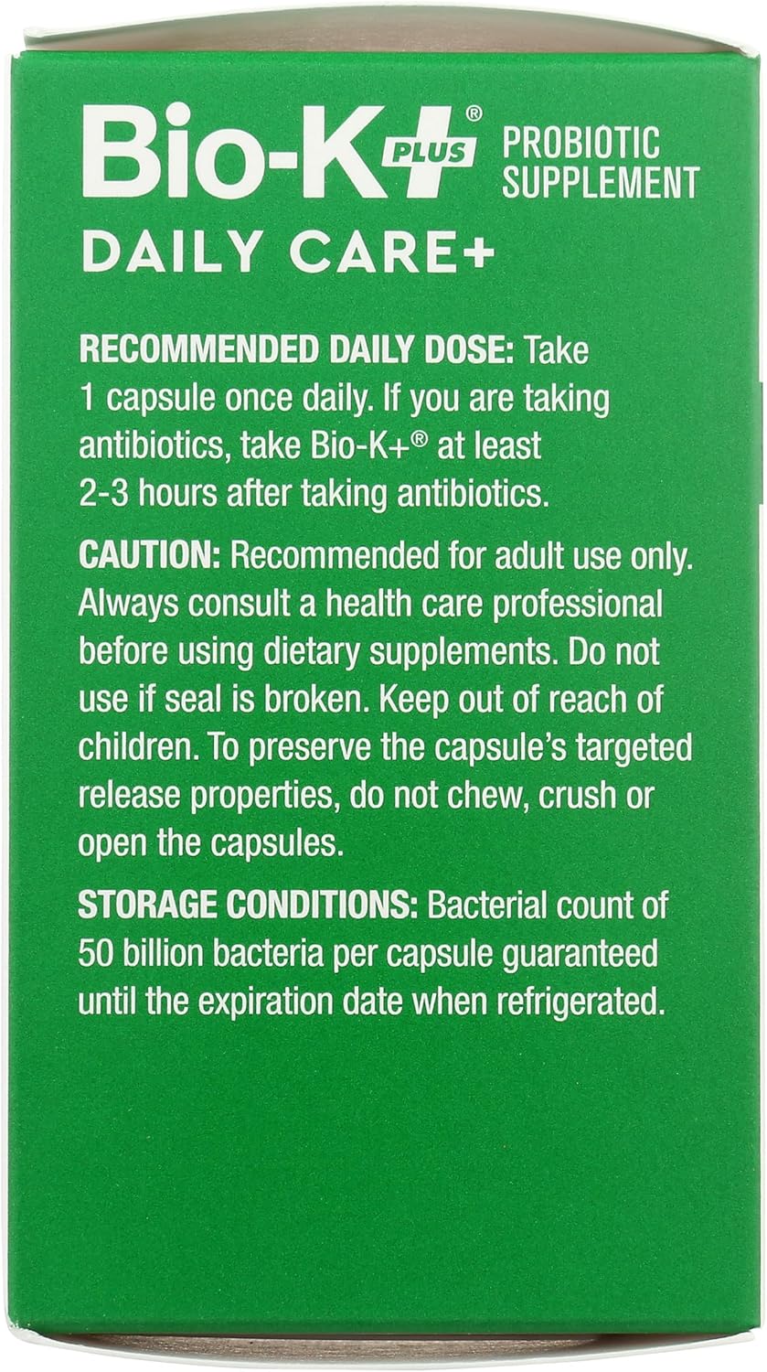 Bio-K Plus, Dailycare 50 Billion Probiotics, 30 Count