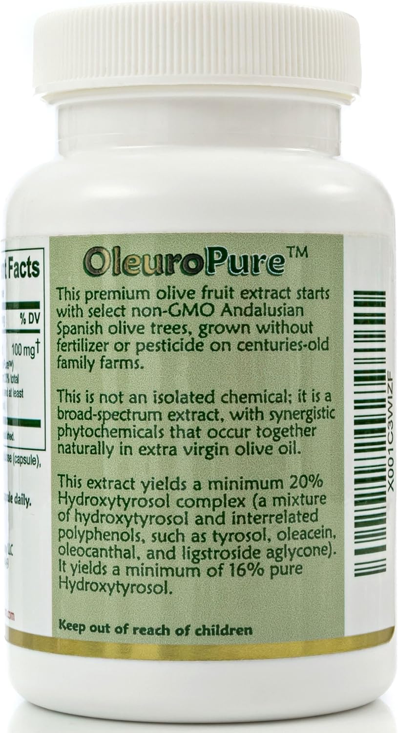 20% Hydroxytyrosol Complex™ Olive Fruit Extract - Super Strength 100% Grown & Extracted in Spain. 90 Capsules, 100 mg, from The Maker of Real European Olive Leaf Extract