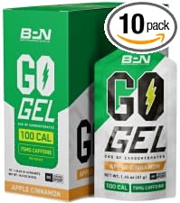 BARE PERFORMANCE NUTRITION, BPN Go Gel Endurance, 24g of Carbohydrates & 100 Calories per Pack, Vegan + Gluten Free Running Gel, 10 Single-Serving Packs, Caffeinated Apple Cinnamon