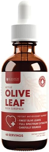 Rejuvica Active Olive Leaf Extract | Naturally Occurring Oleuropein Liquid Drops for Immune & Heart Support | Fast-Absorption, Vegan, Alcohol-Free | 2 fl oz