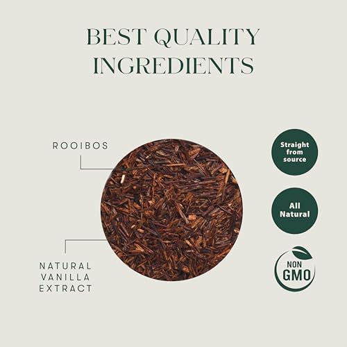 Luxmi Estates - Rooibos Vanilla - Organic Rooibos Tea with Natural Vanilla Extract - Loose Leaf - 100g (50 Cups)| Limited Fall Tea, Calming and Relaxing