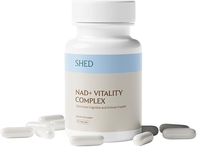 SHED NAD+ Supplement Vitality Complex with Nicotinamide Riboside (NR), Alpha-GPC, TMG & Methylated B Vitamins – Supports Energy, Focus, Cellular Health & Aging – 60 Capsules