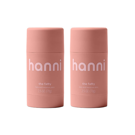 HANNI Fatty Body Moisturizer Stick with Fatty Acids, Travel Size Friendly Solid Lotion for Plumping and Hydration, Fragrance-Free and Safe for Sensitive Skin, 2.5 oz (Pack of 2)
