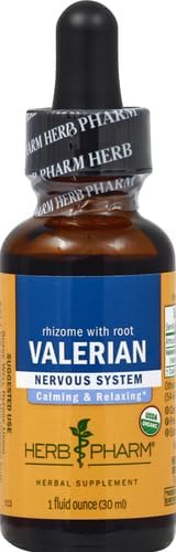 Herb Pharm Certified Organic Valerian Root Liquid Extract for Relaxation and Restful Sleep, Organic Cane Alcohol, 1 Ounce