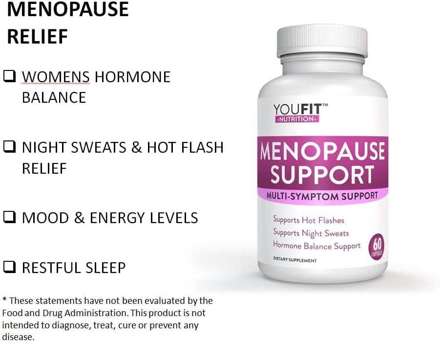 Menopause Relief Capsules for Women - Natural Menopause Supplements for Women - Complete Day and Night Menopause Support - Reduces Hot Flashes, Stress, Night Sweats - 30 Servings