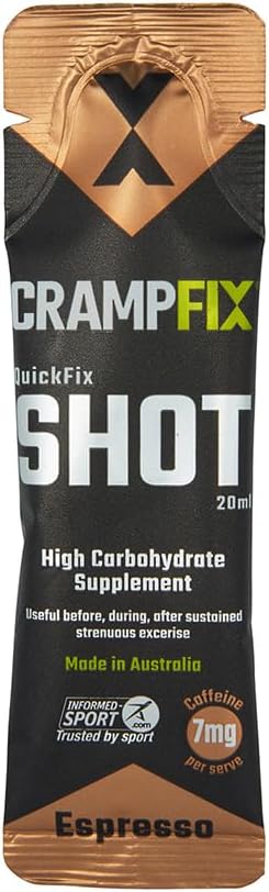 Sports Shot, Prevents and Relieves Muscle Cramps in Seconds, Easy Carry Sachets, 15 Pack, All Natural, Espresso with Caffeine