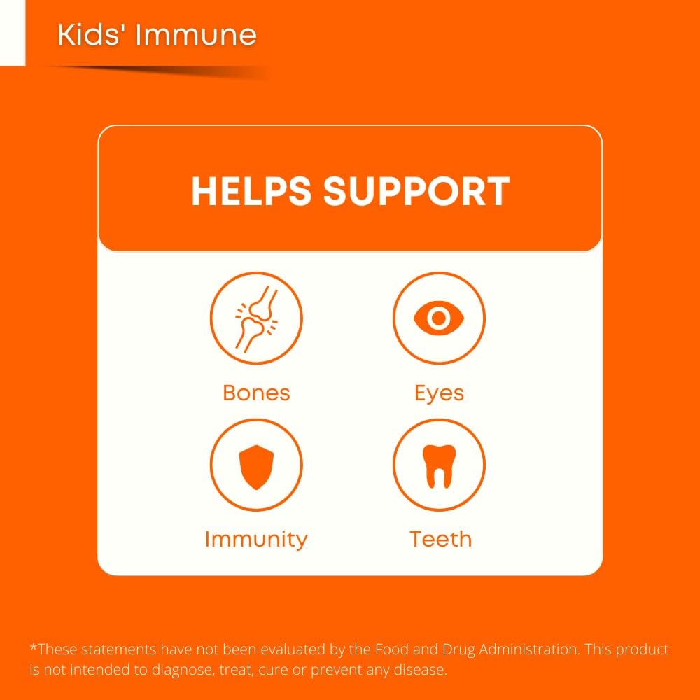 Wellvites Sugar Free Kids Immune Daily Gummy Vitamins - Vegan, Non-GMO - Vitamin C Gummies for Kids Immune Support, No Artificial Sweeteners, Gluten-Free, Gelatin-Free, 60 Count (30 Day Supply)