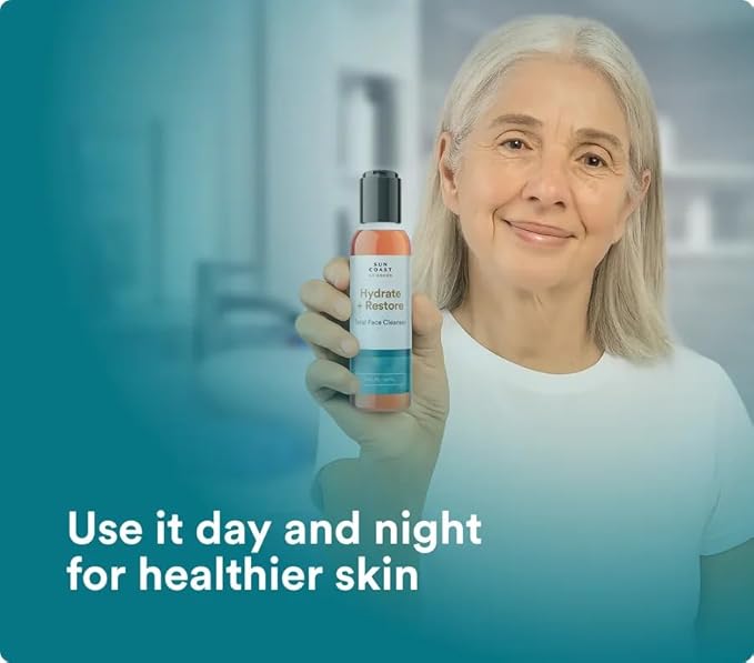 SUN COAST SCIENCES - Hydrate + Restore Total Face Cleanser, Vitamina B, Hydrating Facial Cleanser With Niacinamide for All Skin Types - 4 fl oz