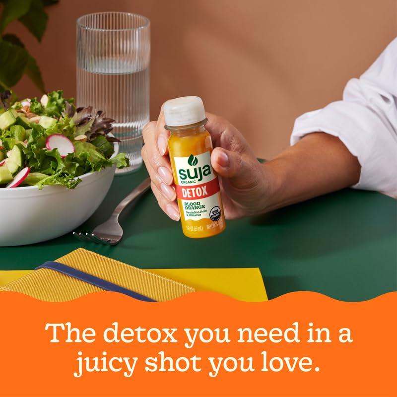Suja Organic Detox Shot Blood Orange (20 Pack) with Turmeric and Acerola Cherry | Support Natural Detoxification | Functional Shots | Cold-Pressed Juice | Plant-Based& Gluten-Free