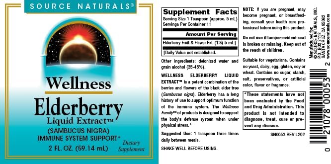 Source Naturals Wellness Elderberry Extract, 2 OZ - Immune System Support*
