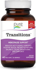 Pure Essence Labs Transitions Vitamins for Women, Natural Menopause Relief Supplement to Promote Hormone Balance, Reduce Hot Flashes, Mood Swings & Night Sweats, 60 Capsules