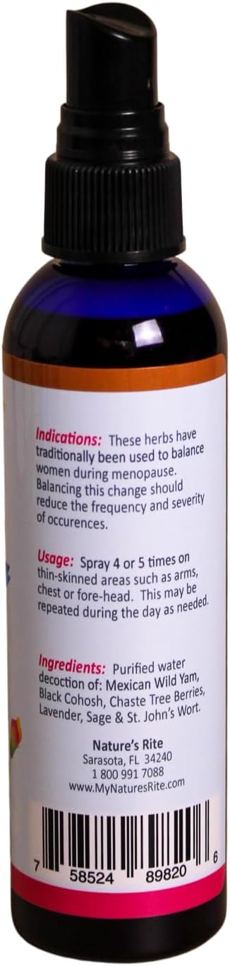 Nature’s Rite Hot Flash Relief Cooling Spray, 4 oz – Natural Herbal Mist for Women’s Comfort, Refreshing Support for Hot Flashes – Made in USA