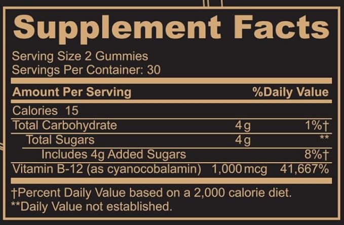 Black Girl Vitamins - Vitamin B12 Gummies, for Energy, Metabolism & Nervous System Support, 1000 mcg Cyancobalamin B12 per Serving, Halal & Gluten-Free - 60ct