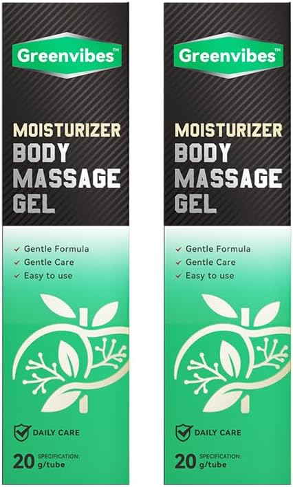 Greenvibes Body Massage Gel, Fast-Absorbing Herbal Blend with Poria Cocos, for Targeted Relief & Skin Hydration, Supports Healthy Liver Function, Boosts Active Energy, 0.68 Fl Oz, 2 Pack