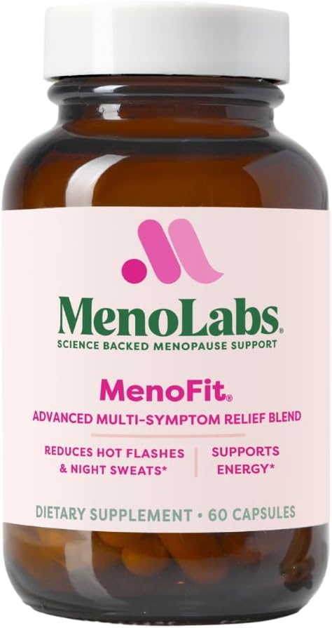 MENOLABS MenoFit, Menopause Supplements for Women - 60 Capsules - Advanced Women’s Probiotic with Vitamins and Red Clover for Gut Health, Hot Flashes and Hormone Balance for Women