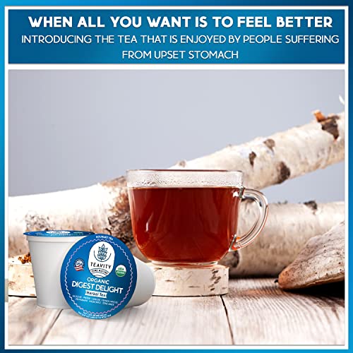 Organic Tea Pods with Ginger, Peppermint, Fennel, Licorice, & Rosehip Digest Delight by Teavity (24 Tea Pods)
