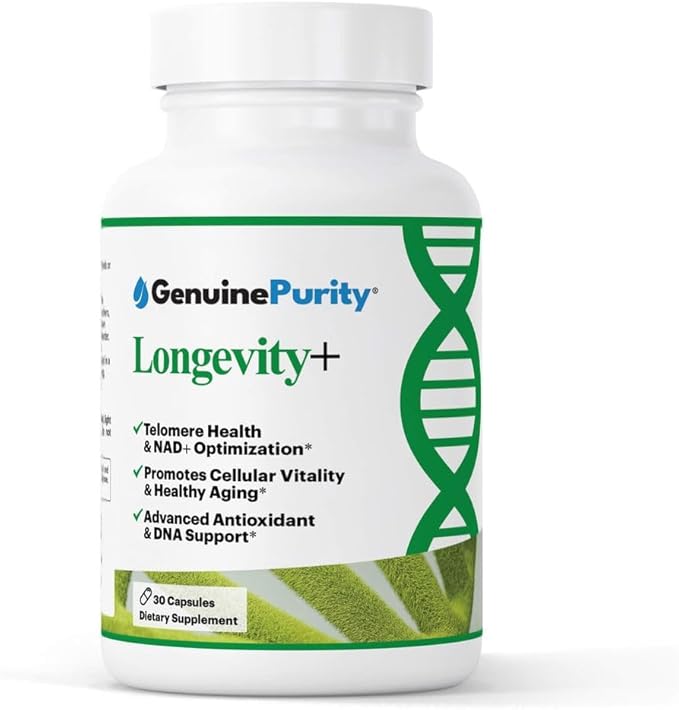 Longevity+ 5-in-1 Cellular Wellness Formula with NMN, Cycloastragenol, CoQ10, Resveratrol & Selenium - Non-GMO 30 Vegan Capsules to Support Healthy Aging, Cellular Energy & Vitality