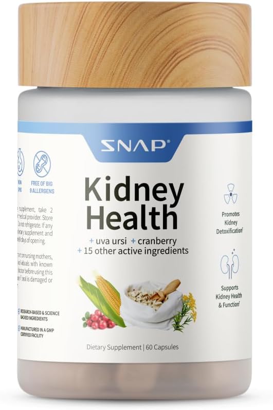 Snap Supplements Kidney Health Support Supplement - Kidney and Urinary Tract Health Support for Women and Men, 60 Vegetarian Capsules (30 Servings, 1 Month Supply)