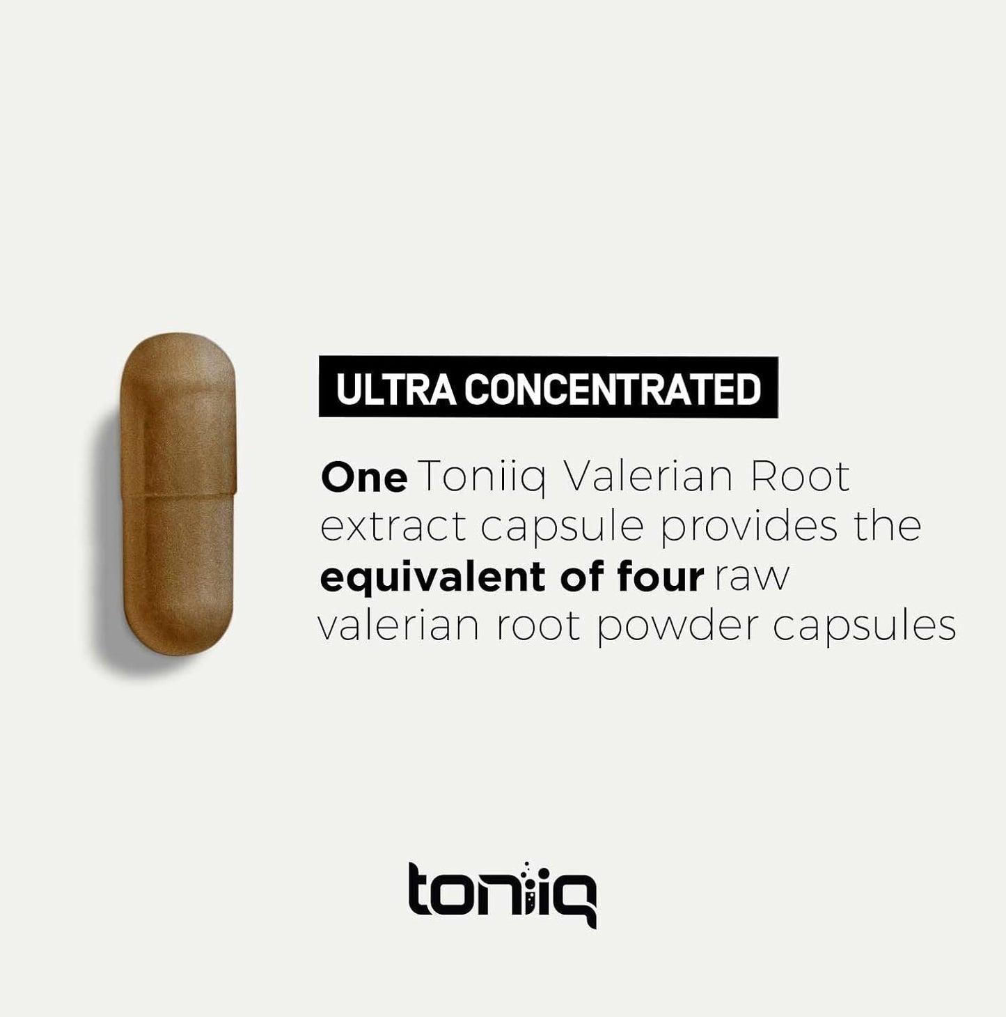 Toniiq Valerian Root Capsules - Ultra High Potency 4:1 Extract - Highly Concentrated - Third-Party Lab Tested - 120 Capsules
