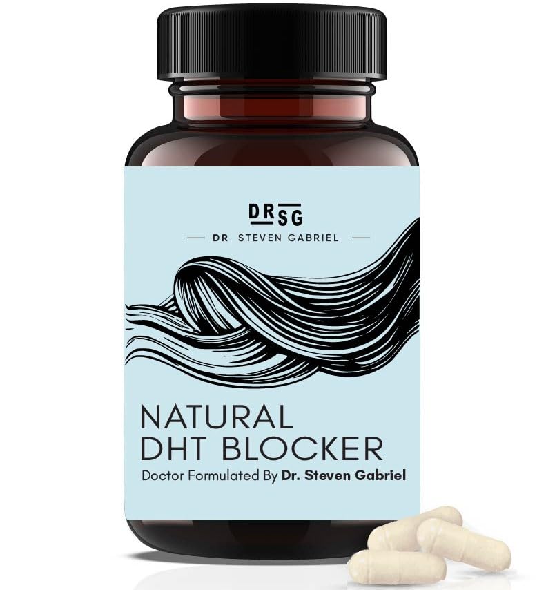 Dr. Steven Gabriel Natural DHT Blocker for Women and Men - Hair Growth Supplement with Saw Palmetto, Stinging Nettle, Pygeum Bark, Pumpkin Seed Oil Capsules (60 Caps)
