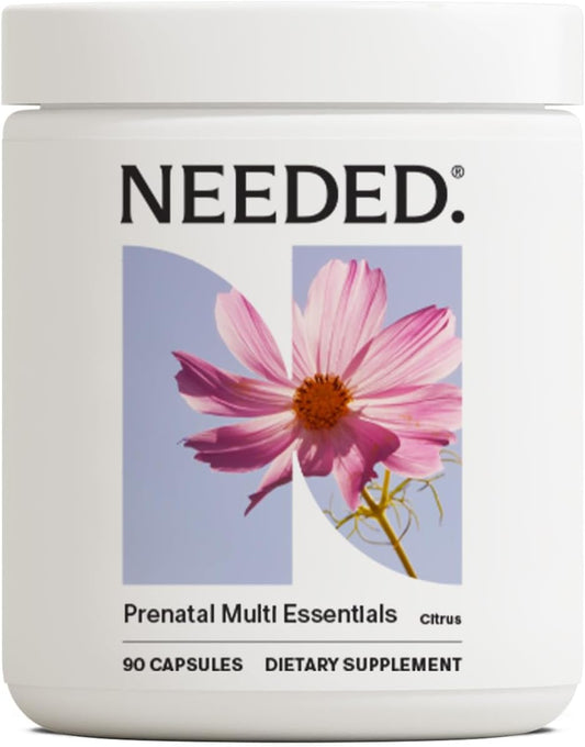 Needed. Multivitamin for Prenatal | Prenatal Multi Essentials Capsule - Pregnancy, Breastfeeding, Postpartum | Expertly-Formulated & Third-Party Tested, Citrus Scent Insert | 30-Day Supply