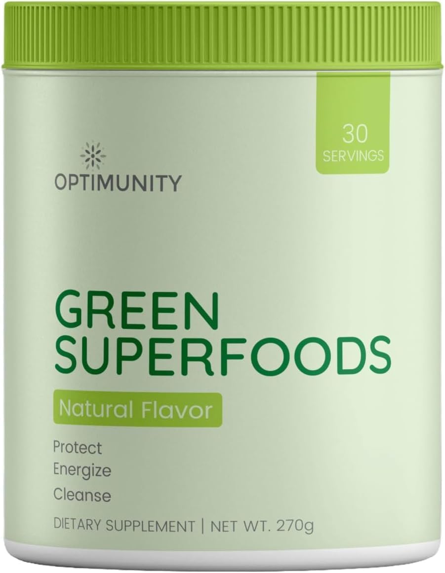 Green Superfoods Powder - Unflavored – Organic Greens Blend with Spirulina, Probiotics & Digestive Enzymes – Detox, Immune & Gut Health Support – 30 Servings (30 Servings, Unflavoured)