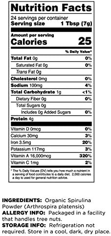 Terrasoul Superfoods Organic Spirulina Powder, 6 Oz, Vegan Protein, Green Superfood Boost for Smoothies, Detoxifying Elixirs, and Immune Support (Pack of 2)